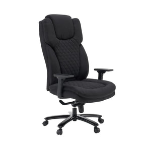 Drehstuhl XXL Pullmann Gen2 mit schwarzem Stoffbezug, Steppmuster und verstellbaren Armlehnen von hjh OFFICE