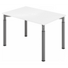 Höhenverstellbarer Schreibtisch YAMA 12 G mit weißer Tischplatte und grauen Beinen von hjh OFFICE PRO