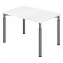 Höhenverstellbarer Schreibtisch YAMA 12 G mit weißer Tischplatte und grauen Beinen von hjh OFFICE PRO