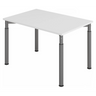 Höhenverstellbarer Schreibtisch YAMA 12 G mit weißer Tischplatte und grauen Beinen von hjh OFFICE PRO