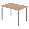 Höhenverstellbarer Schreibtisch YAMA 12 G in Nussbaum-Optik mit graphitgrauen Beinen von hjh OFFICE PRO