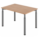 Höhenverstellbarer Schreibtisch YAMA 12 G in Nussbaum-Optik mit graphitgrauen Beinen von hjh OFFICE PRO