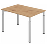 Höhenverstellbarer Schreibtisch YAMA 12 S in Asteiche mit silbernen Beinen von hjh OFFICE PRO