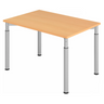 Höhenverstellbarer Schreibtisch YAMA 12 S in Buche-Optik mit silbernen Metallbeinen von hjh OFFICE PRO