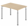 Höhenverstellbarer Schreibtisch YAMA 12 S in Eiche-Optik mit silbernen Beinen von hjh OFFICE PRO