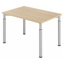 Höhenverstellbarer Schreibtisch YAMA 12 S in Eiche-Optik mit silbernen Beinen von hjh OFFICE PRO