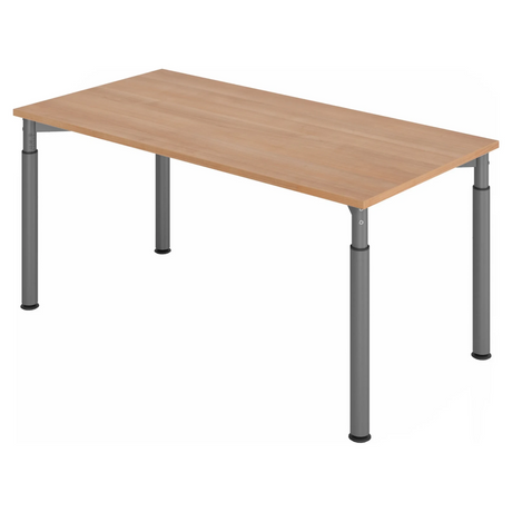 Höhenverstellbarer Schreibtisch YAMA 16 G in Nussbaum-Optik mit graphitfarbenen Beinen von hjh OFFICE PRO