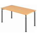 Höhenverstellbarer Schreibtisch YAMA 16 G in Buche-Optik mit graphitfarbenen Beinen von hjh OFFICE PRO