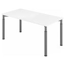 Höhenverstellbarer Schreibtisch YAMA 16 G mit weißer Tischplatte und grauen Beinen von hjh OFFICE PRO