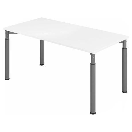 Höhenverstellbarer Schreibtisch YAMA 16 G mit weißer Tischplatte und grauen Beinen von hjh OFFICE PRO