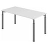 Höhenverstellbarer Schreibtisch YAMA 16 G mit weißer Platte und grauen Beinen von hjh OFFICE PRO