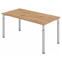 Höhenverstellbarer Schreibtisch YAMA 16 S in Asteiche mit silbernen Beinen von hjh OFFICE PRO