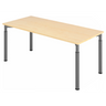 Höhenverstellbarer Schreibtisch YAMA 19 G in Ahorn-Optik mit graphitfarbenen Beinen von hjh OFFICE PRO