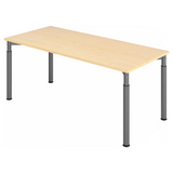Höhenverstellbarer Schreibtisch YAMA 19 G in Ahorn-Optik mit graphitfarbenen Beinen von hjh OFFICE PRO
