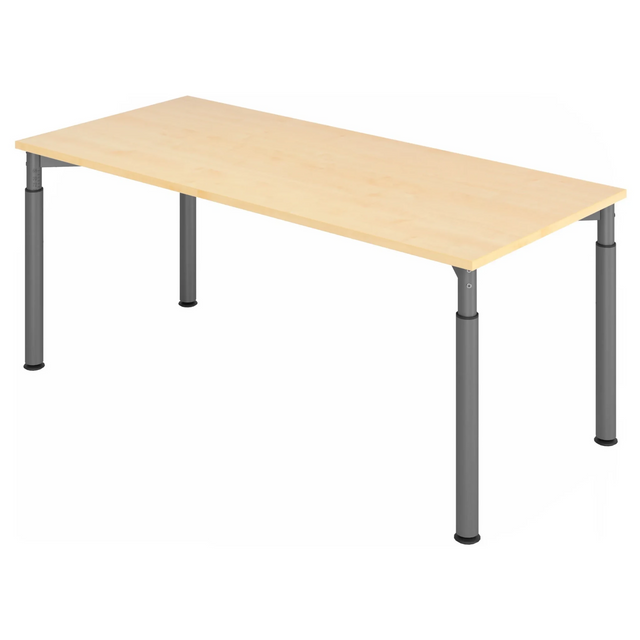 Höhenverstellbarer Schreibtisch YAMA 19 G in Ahorn-Optik mit graphitfarbenen Beinen von hjh OFFICE PRO