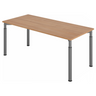 Höhenverstellbarer Schreibtisch YAMA 19 G mit Nussbaum-Tischplatte und graphitgrauen Beinen von hjh OFFICE PRO