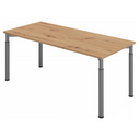 Höhenverstellbarer Schreibtisch YAMA 19 G in Asteiche mit grauen Beinen von hjh OFFICE PRO