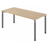Höhenverstellbarer Schreibtisch YAMA 19 G in Eiche-Optik mit graphitfarbenen Beinen von hjh OFFICE PRO