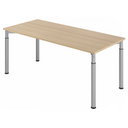 Höhenverstellbarer Schreibtisch YAMA 19 S in Eiche-Optik mit silbernen Beinen von hjh OFFICE PRO