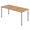 Höhenverstellbarer Schreibtisch YAMA 19 S in Asteiche mit silbernen Beinen von hjh OFFICE PRO