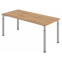 Höhenverstellbarer Schreibtisch YAMA 19 S in Asteiche mit silbernen Beinen von hjh OFFICE PRO