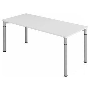 Höhenverstellbarer Schreibtisch YAMA 19 S mit grauer Platte und silbernen Beinen von hjh OFFICE PRO