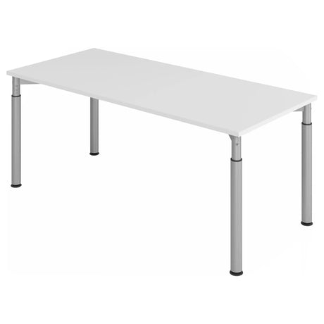 Höhenverstellbarer Schreibtisch YAMA 19 S mit grauer Platte und silbernen Beinen von hjh OFFICE PRO