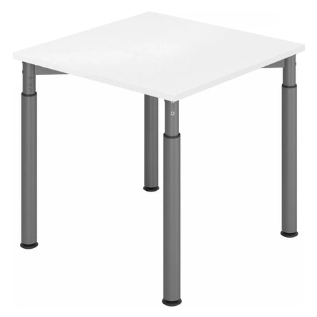 Höhenverstellbarer Schreibtisch YAMA 8 G mit weißer Tischplatte und grauen Beinen von hjh OFFICE PRO