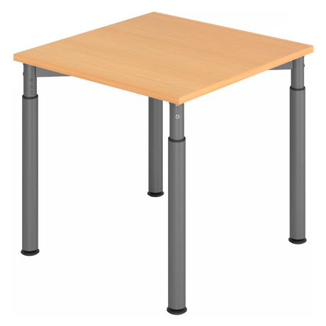 Höhenverstellbarer Schreibtisch YAMA 8 G in Buche und Graphit mit quadratischer Platte von hjh OFFICE PRO