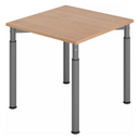 Höhenverstellbarer Schreibtisch YAMA 8 G mit hellbrauner Holzplatte und grauen Beinen von hjh OFFICE PRO