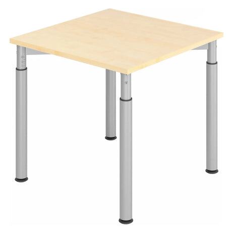 Höhenverstellbarer Schreibtisch YAMA 8 S in Ahorn-Optik mit silbernen Beinen von hjh OFFICE PRO