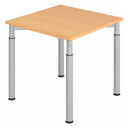 Höhenverstellbarer Schreibtisch YAMA 8 S in Buche-Optik mit silbernen Beinen von hjh OFFICE PRO