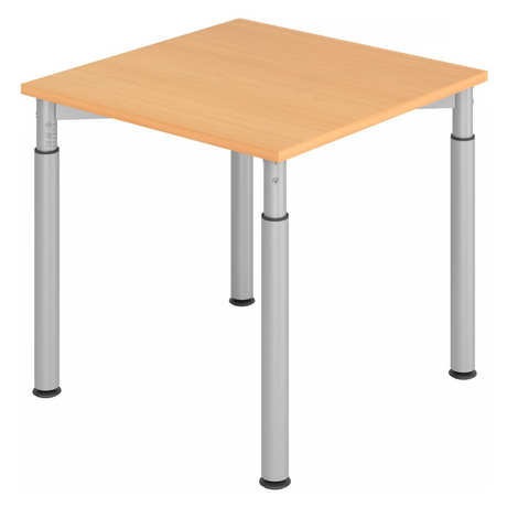 Höhenverstellbarer Schreibtisch YAMA 8 S in Buche-Optik mit silbernen Beinen von hjh OFFICE PRO