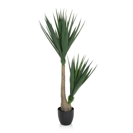 Kunstpflanze YUCCA in Grün mit schmalen Blättern und schwarzem Topf von hjh OFFICE