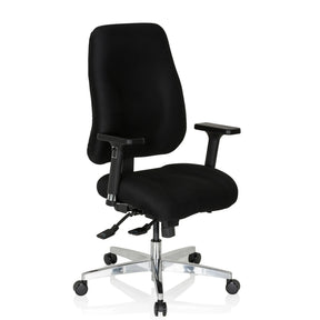 Schwarzer Profi-Bürostuhl ZENIT COMFORT mit Armlehnen und glänzendem Fußkreuz von hjh OFFICE