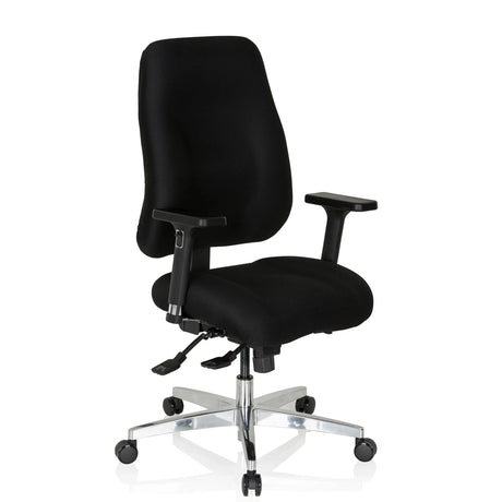 Schwarzer Profi-Bürostuhl ZENIT COMFORT mit Armlehnen und glänzendem Fußkreuz von hjh OFFICE