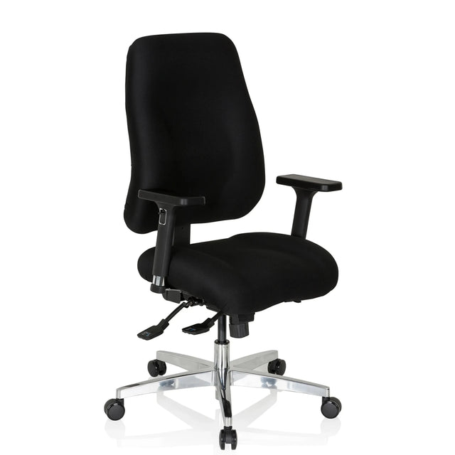 Schwarzer Profi-Bürostuhl ZENIT COMFORT mit Armlehnen und glänzendem Fußkreuz von hjh OFFICE