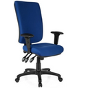 Profi-Bürostuhl ZENIT HIGH mit blauem Stoffbezug und schwarzen Armlehnen von hjh OFFICE