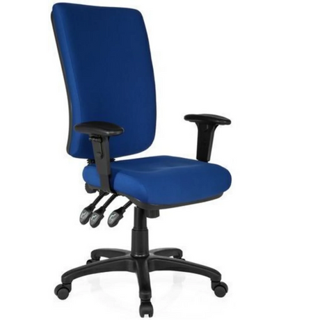 Profi-Bürostuhl ZENIT HIGH mit blauem Stoffbezug und schwarzen Armlehnen von hjh OFFICE