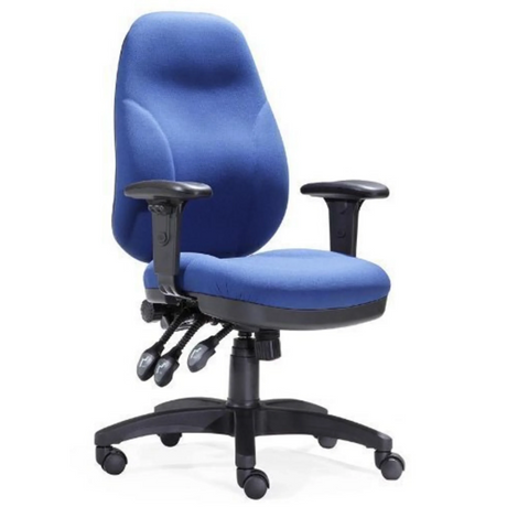 Profi-Bürostuhl ZENIT PRO mit blauem Stoffbezug, verstellbaren Armlehnen und schwarzem Fußkreuz von hjh OFFICE