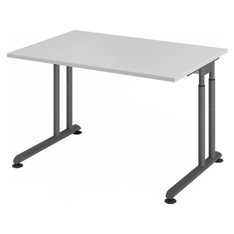 Höhenverstellbarer Schreibtisch ZENO 12 G in Grau und Graphit mit T-Fuß-Gestell von hjh OFFICE PRO