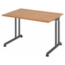 Höhenverstellbarer Schreibtisch ZENO 12 G in Nussbaum-Optik mit graphitfarbenem Untergestell von hjh OFFICE PRO