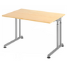 Höhenverstellbarer Schreibtisch ZENO 12 S in Ahorn-Optik mit silbernen Metallbeinen von hjh OFFICE PRO