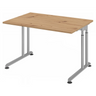 Höhenverstellbarer Schreibtisch ZENO 12 S in Asteiche mit silbernem Gestell von hjh OFFICE PRO