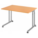 Höhenverstellbarer Schreibtisch ZENO 12 S in Buche-Optik mit silbernen Beinen von hjh OFFICE PRO