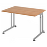 Höhenverstellbarer Schreibtisch ZENO 12 S in Nussbaum-Optik mit silbernen Beinen von hjh OFFICE PRO