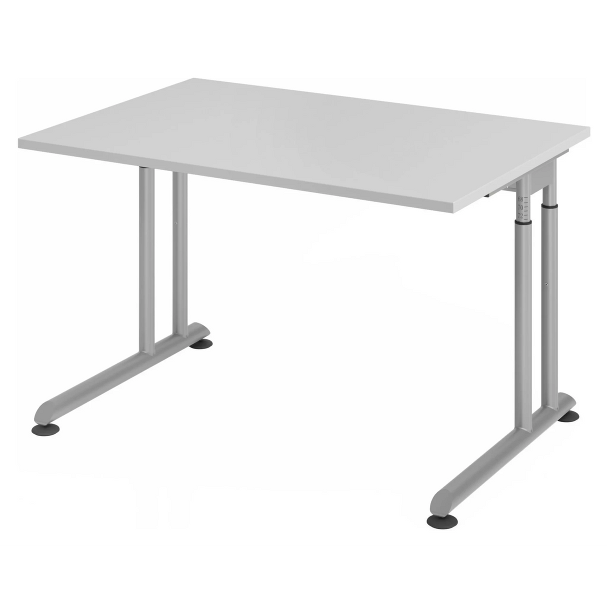 Höhenverstellbarer Schreibtisch ZENO 12 S mit grauer Platte und silbernem Gestell von hjh OFFICE PRO
