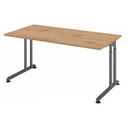 Höhenverstellbarer Schreibtisch ZENO 16 G in Asteiche mit graphitfarbenem Gestell von hjh OFFICE PRO