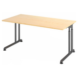 Höhenverstellbarer Schreibtisch ZENO 16 G mit Ahornholz-Platte und graphitfarbenem Gestell von hjh OFFICE PRO