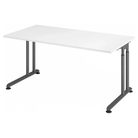Höhenverstellbarer Schreibtisch ZENO 16 G mit weißer Tischplatte und graphitfarbenem Gestell von hjh OFFICE PRO